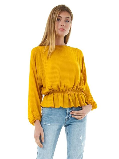 1 State Shadow Dolman Sleeve Blouse In Yellow