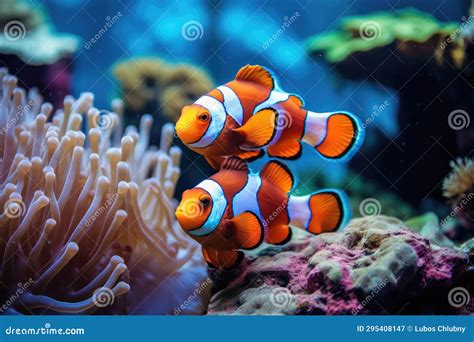 Amphiprion Ocellaris Clownfish And Anemone In Sea Stock Illustration