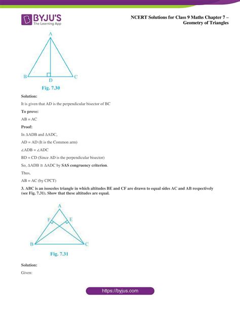 Ncert Solutions For Class 9 Maths Exercise 7 2 Chapter 7 Triangles