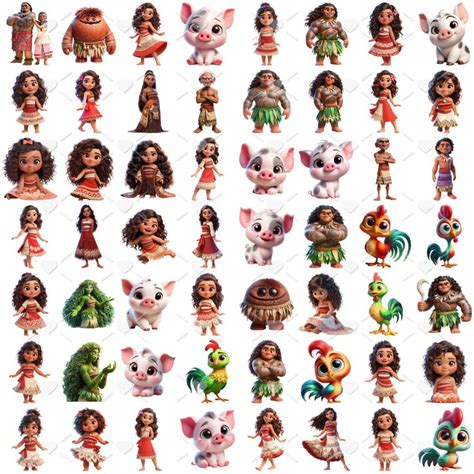 Moana 2 Personagens Png - Kit Digital Moana 2 Ilustrações Png Transparente Personagens
