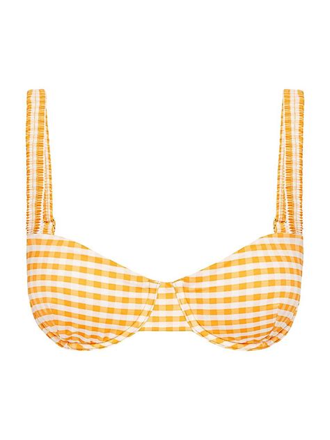 Peony Gingham Balconette Bikini Top In Mandarin Off Editorialist