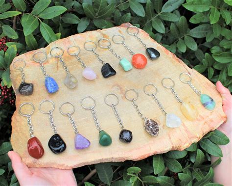 Tumbled Stone Crystal Keychains Choose Your Gemstone Premium