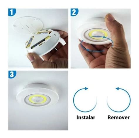 Kit 3 Lampada Luminaria Led Spot Sem Fio Controle Remoto