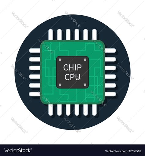 Cpu Chip Icon Microchip Semiconductor Icon Vector Image