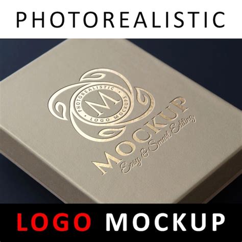 Premium Psd Logo Mockup Debossed Gold Foil Stamping Logo On Kraft Box