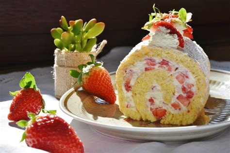 Download Strawberry Cake Roll Royalty Free Stock Photo and Image