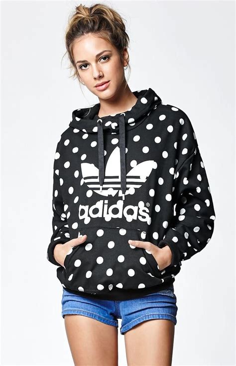 Adidas Dots Allover Print Pullover Hoodie Womens Hoodie Black From