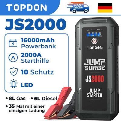 Topdon JS2000 Auto KFZ Starthilfe Jump Starter 2000A Ladegerät Booster