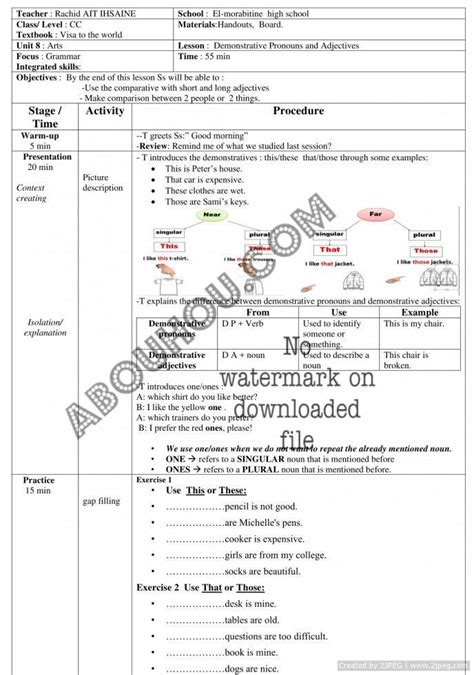 Cc Window On The World Lp U 8 Visa U4 Lesson Plan Grammar Demonstratives One Ones