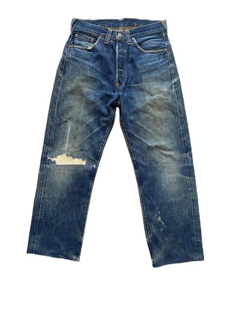 Levi's THRASHED BORO STYLE LEVIS HIDDEN RIVET BUCKLE BACK SELVEDGE