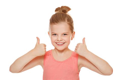 Approval Thumbs Up Like Sign Caucasian Child Hand Gesture Isolated