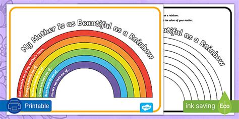 Mother S Day Poem Rainbow Poetry Template Teacher Made