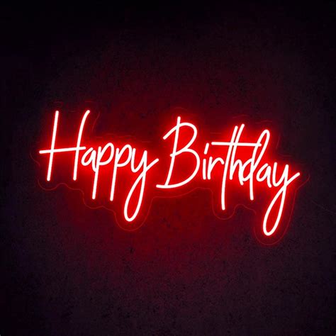 HDJSign Happy Birthday Neon Sign Red 59 X 30 Neon Signs Neon