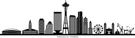 Seattle City Skyline Silhouette Cityscape Vector Stock Vector Royalty