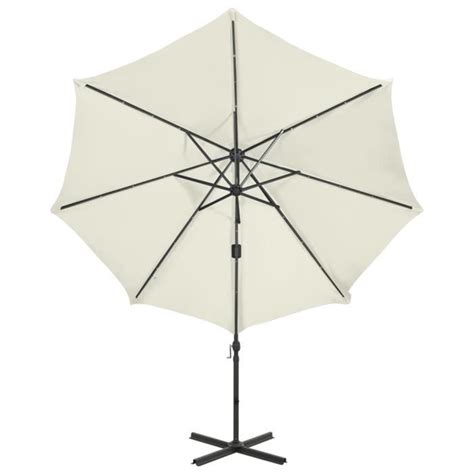 Dilwe Parasol déporté avec mât et lumières LED Sable 300 cm1