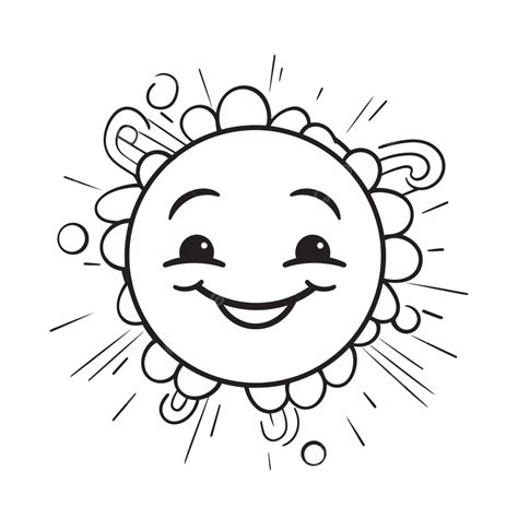 Desenho De Esboço De Desenho De Coloração De Sol Dos Desenhos Animados Vetor Png Desenho Do