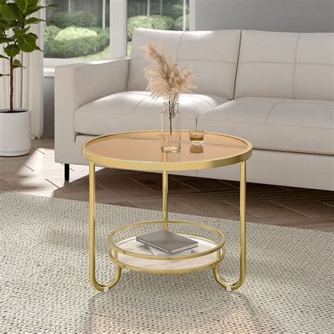 2 Tier Round Glass And Slate Coffee Table Living And Home