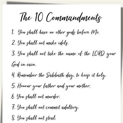 The 10 Commandments Exodus 20 2 17 Bible Verse Wall Art Poster