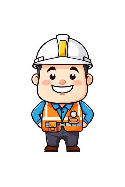 Premium Psd Cute Engineer Character Cartoon Icon Illustration