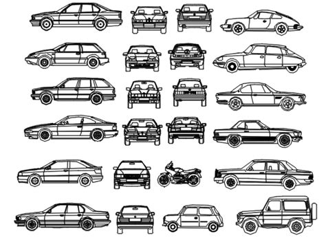 Drawing of car models unit AutoCAD file - Cadbull