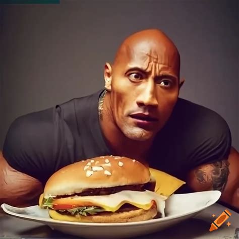 Dwayne Johnson Enjoying A Burger