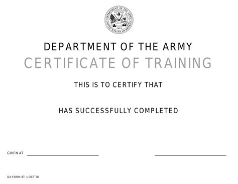 Army Certificate Of Completion Template