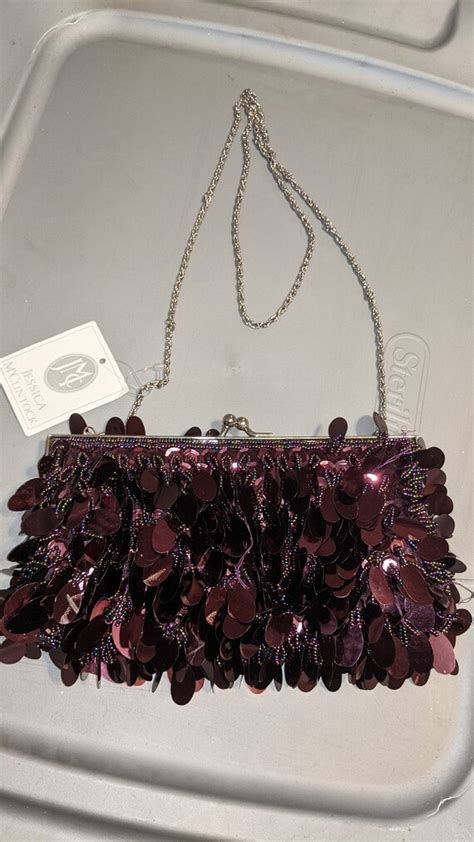 Purple Crossbody Clutch Purse Gem