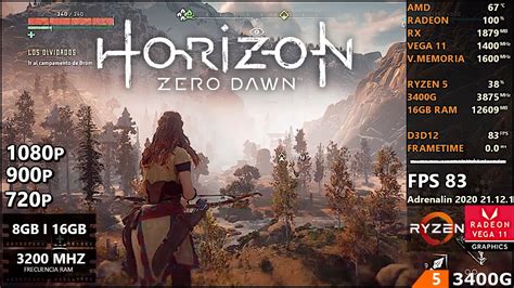 Horizon Zero Dawn Ryzen 5 3400G Gráficos Vega 11 8GB Single 16GB