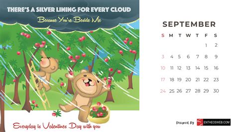 Cute Bears Valentine Romantic 2023 Calendar For Desktop Wallpaper And