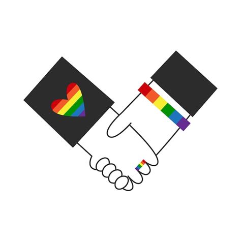 Premium Vector Gay People With Rainbow Flag Lgbt Symbols Hold Hands