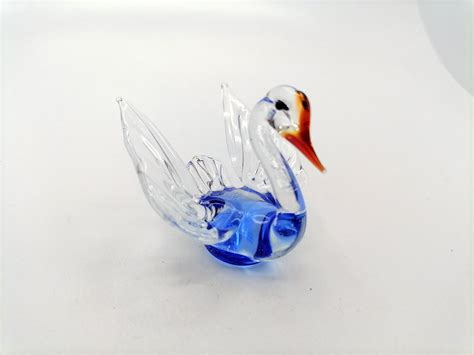 Glass Swan Figurine Swan Collection Glass Swan Statue Etsy