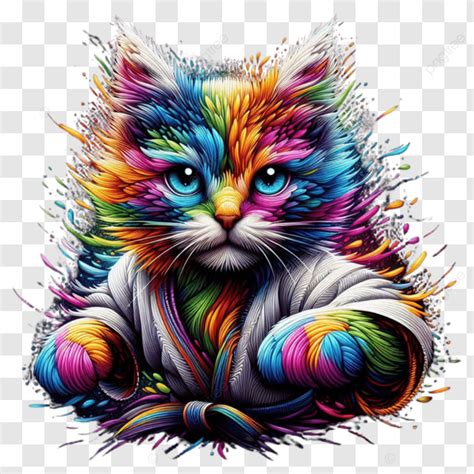 Arte De Camiseta Colorida De Gato Arco Ris Png Gato Arco Ris Gato