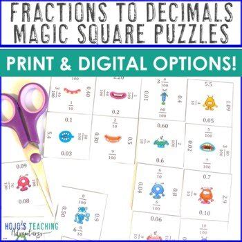 Fractions To Decimals Magic Square Puzzles Hojo S Teaching Adventures