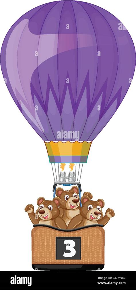 Three Bears In A Hot Air Balloon Having Fun Stock Vector Image Art Alamy