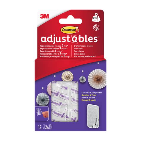 Lot de 12 Crochet adhésif 1 tête Adjustables COMMAND Leroy Merlin