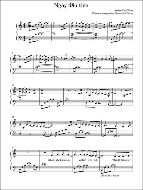 Sheet Piano Ngày Đầu Tiên - Đức Phúc | Free Download