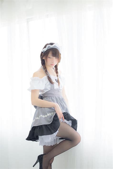 Hd Wallpaper Marina Amatsu Japanese Women Asian Twintails Maid Black Stockings Wallpaper