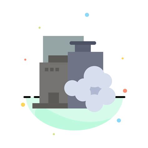 Factory Industry Landscape Pollution Abstract Flat Color Icon Template