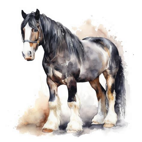 Premium Photo Watercolor Shire Horse Creative Digital Art