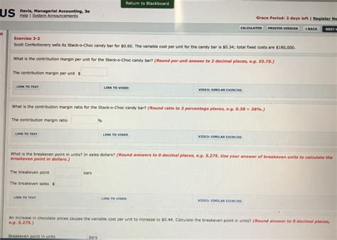 Solved Return To Blackboard Us Davis Managerial Accounting Chegg