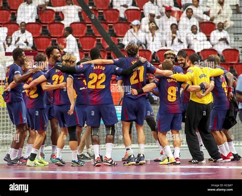 Doha Qatar Th Aug The Players Of The Fc Bacelona Celebrate