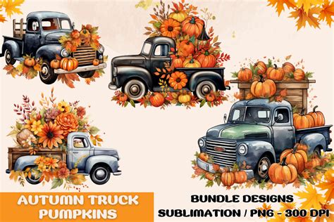 Fall Truck With Pumpkin Sublimation Graphic By Sasikharn Creative Fabrica