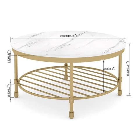 Round Coffee Table For Living Room 2 Tier Modern Coffee Table With Open Storage Shelf