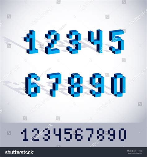 Cybernetic 3d Numbers Pixel Art Vector Vector De Stock Libre De