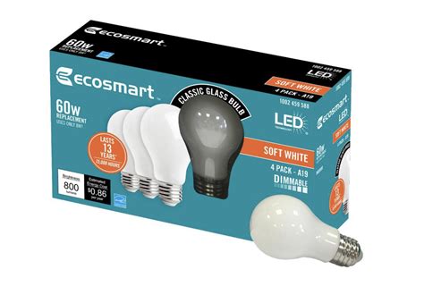 Ecosmart Watt A Dimmable Frosted Filament Led Light Bulb Soft