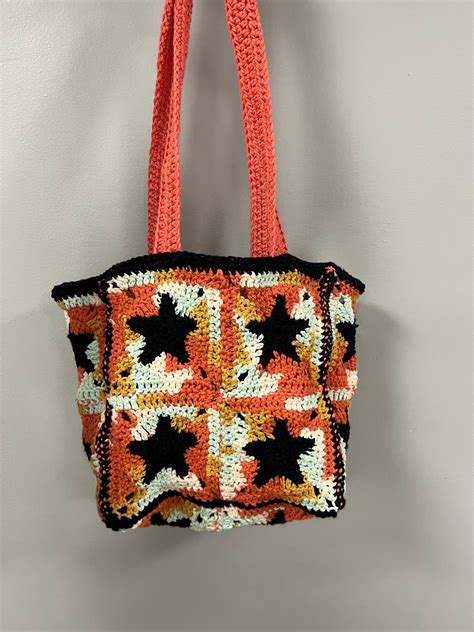 Crochet Star Tote Bag Groovy Etsy