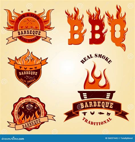 Illustration Set Of Bbq Logo Labels Badge Designs Stock Vector Image