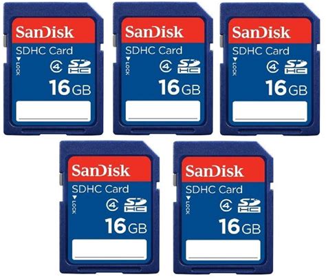 Lot Of 5 X Sandisk 16gb Sdhc Class 4 Sd Flash Memory Card Camera Sdsdb