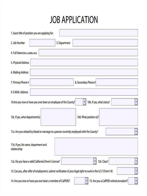 Free Sample Job Questionnaire Forms In Ms Word Pdf