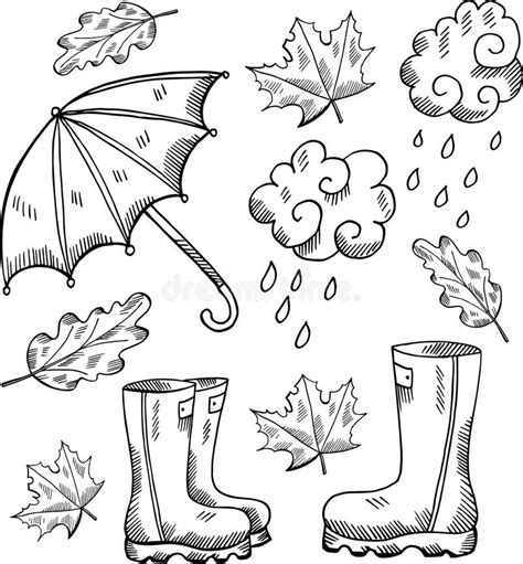 Set Of Umbrella Drawings Hand Drawn Stock Vector Illustration Of Sketch Spotted 31798420